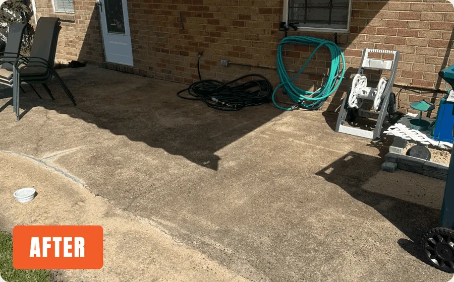The same patio cleared and open
