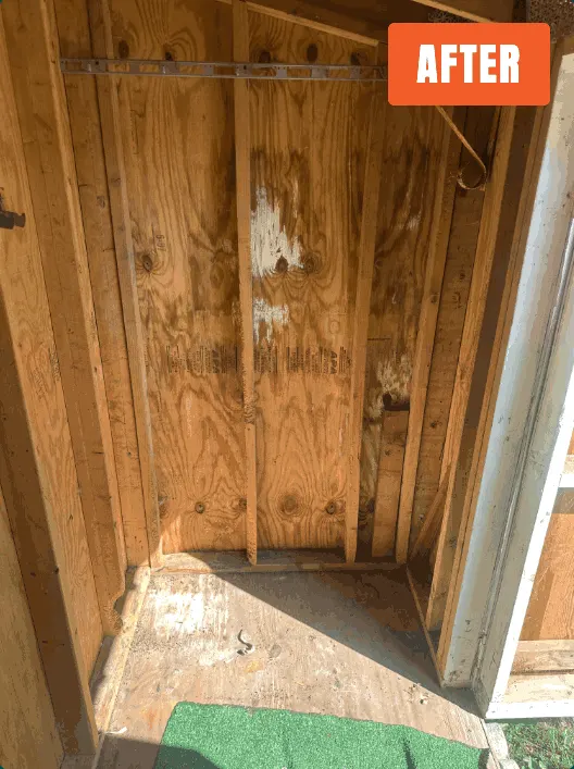The same shed swept clean